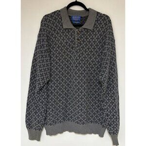 Pendleton Henley Sweater Men’s Knit Gray Collared Polo Pullover Size Large